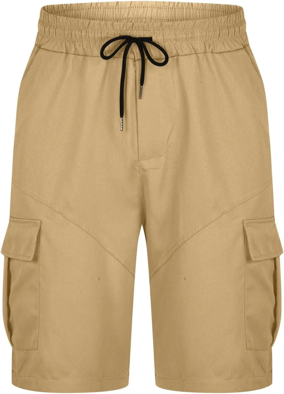 Mens Shorts Casual Relaxed Fit Outdoor Camping Cargo Shorts Athletic Gym Elastic Waist Activewear with 6 Pockets