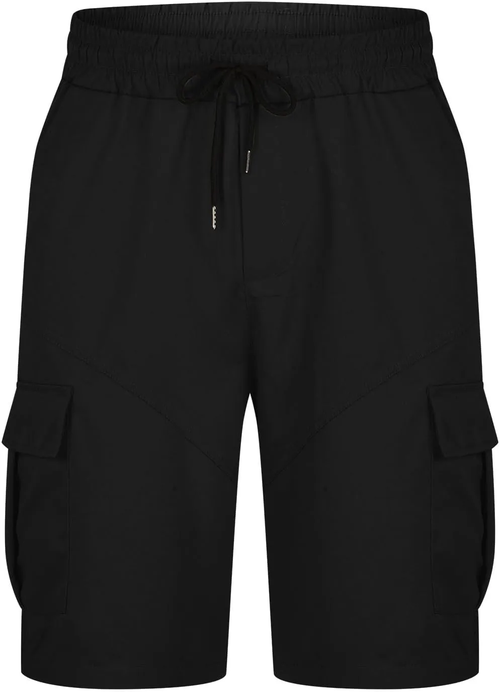 Mens Shorts Casual Relaxed Fit Outdoor Camping Cargo Shorts Athletic Gym Elastic Waist Activewear with 6 Pockets