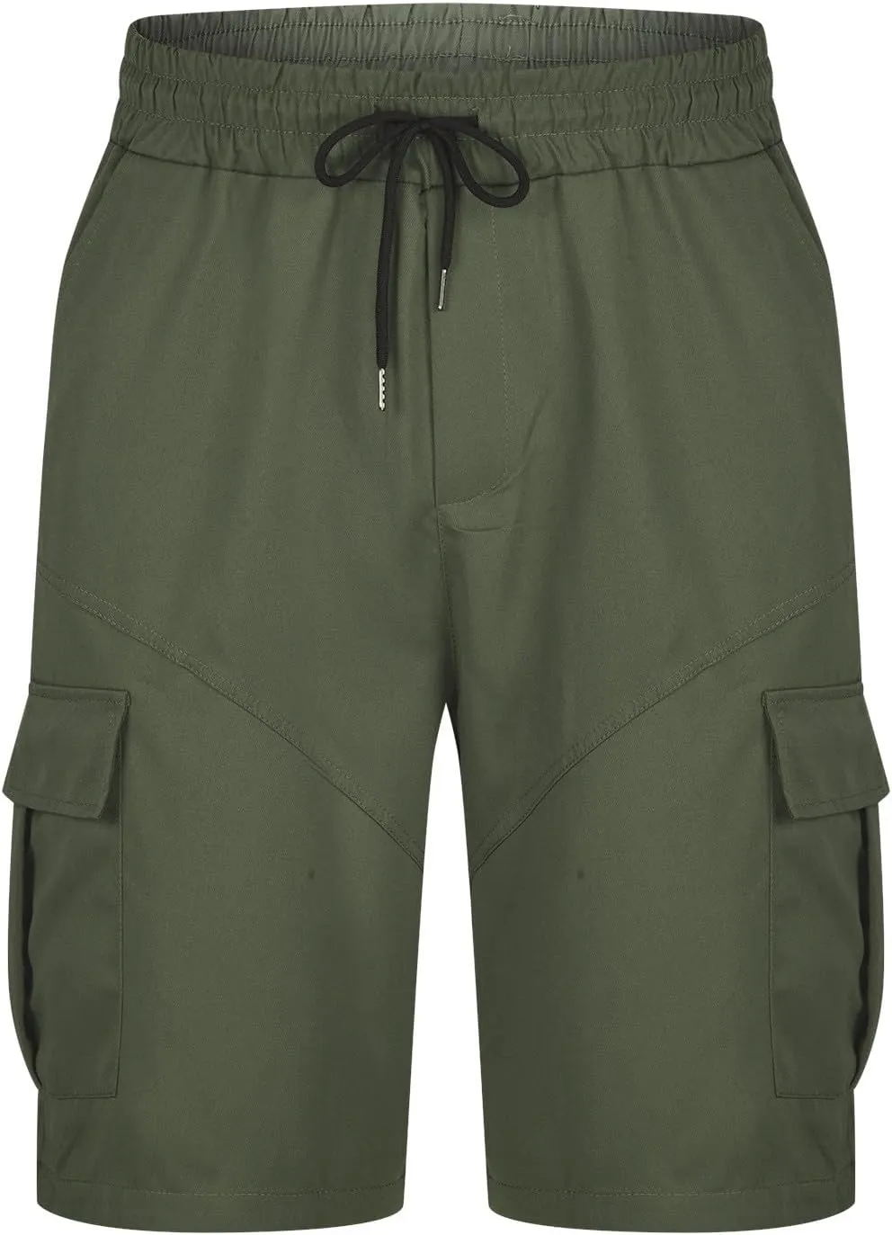 Mens Shorts Casual Relaxed Fit Outdoor Camping Cargo Shorts Athletic Gym Elastic Waist Activewear with 6 Pockets