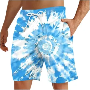 Mens Shorts Low Rise Trendy Tie Dye Summer Beach Tops Lightweight Quick Dry Beach Vacation Activewear Shorts