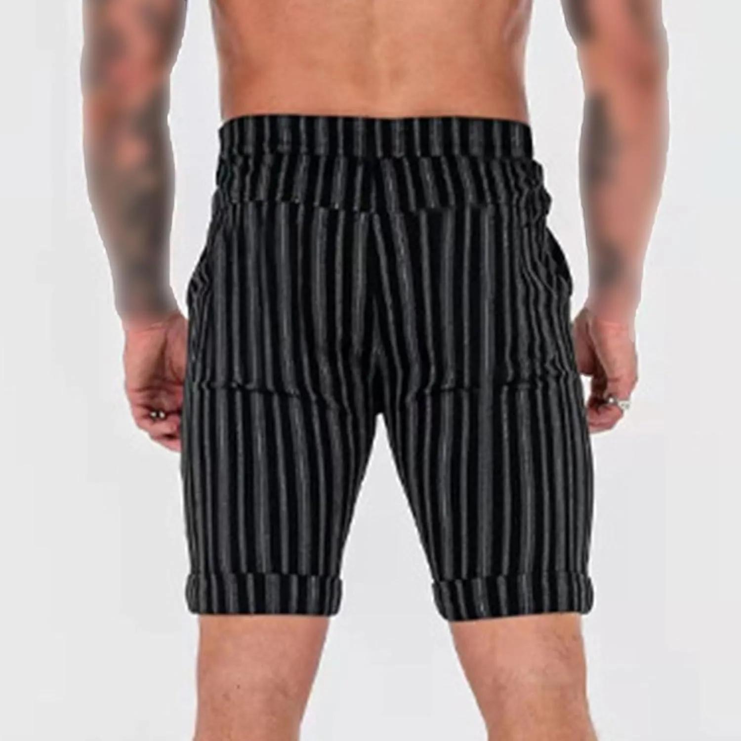 Men's Slim Fit Striped Checked Lounge Shorts Lightweight Bodybuilding Sport Shorts Casual Breathable Hiking Shorts