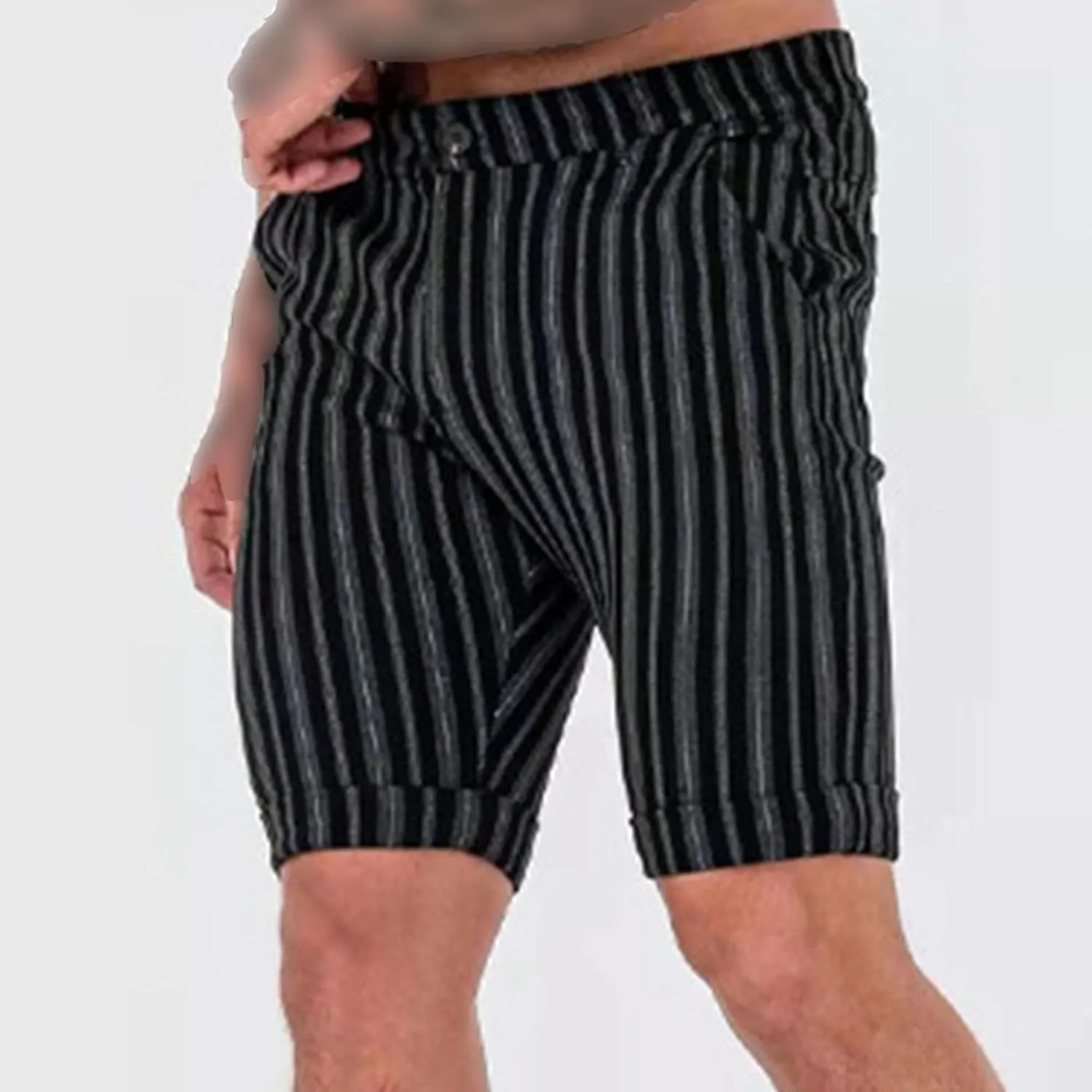 Men's Slim Fit Striped Checked Lounge Shorts Lightweight Bodybuilding Sport Shorts Casual Breathable Hiking Shorts