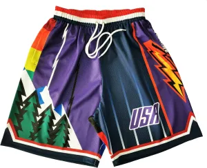 Mens Sports Short Quick Dry Polyester Vintage Basketball Shorts with Pocket
