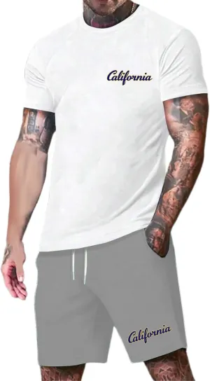 Men's Summer Beach Outfits 2 Piece Shirt Shorts Set Hawaiian Sport Big and Tall Short Sets Comfort Tracksuits
