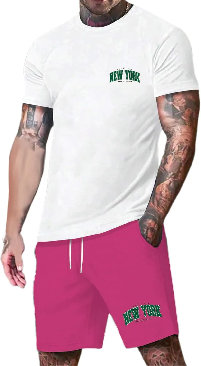 Mens Sweatsuits 2 Piece Set Outfits for Men Athletic Men's Short Two Summer Outfit Linen Sets Big and Tall Beach