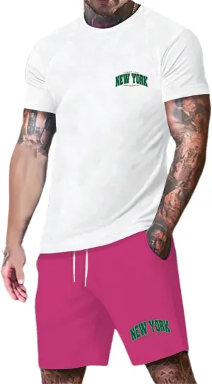 Mens Sweatsuits 2 Piece Set Outfits for Men Athletic Men's Short Two Summer Outfit Linen Sets Big and Tall Beach