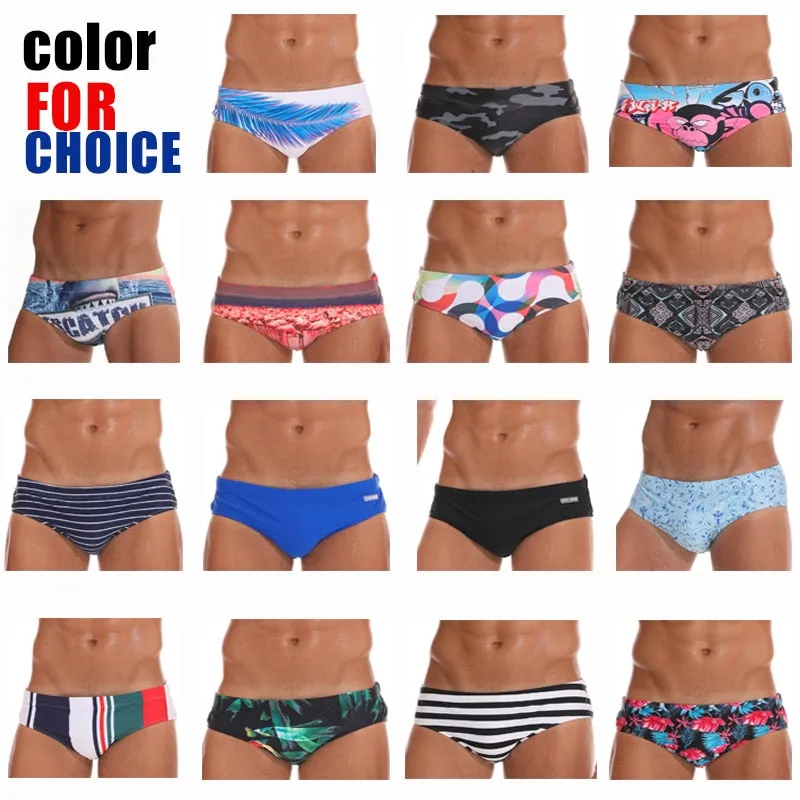 Men's Swimwear Low Boxers Swim Sportive Beachwear Shorts Swimsuit Brief in 16 Colours