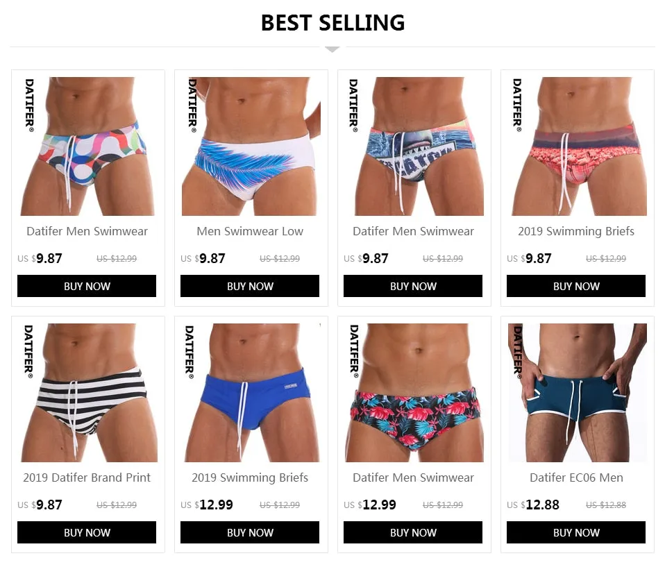Men's Swimwear Low Boxers Swim Sportive Beachwear Shorts Swimsuit Brief in 16 Colours
