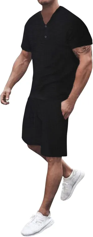 Mens T Shirt and Shorts Set Summer 2 Piece Outfits Casual Short Set Beach Vacation Outfits Jogging Tracksuit Lounge Wotk Set