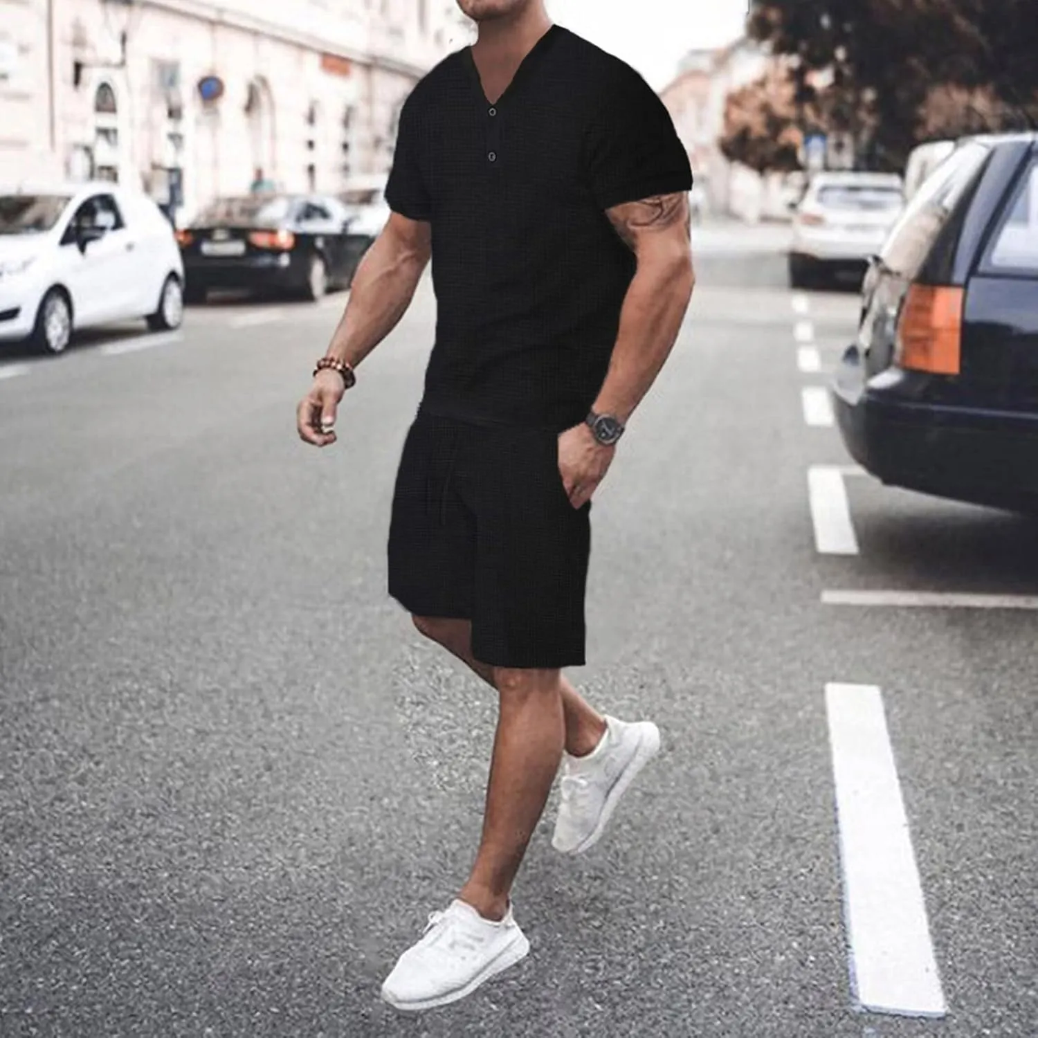 Mens T Shirt and Shorts Set Summer 2 Piece Outfits Casual Short Set Beach Vacation Outfits Jogging Tracksuit Lounge Wotk Set