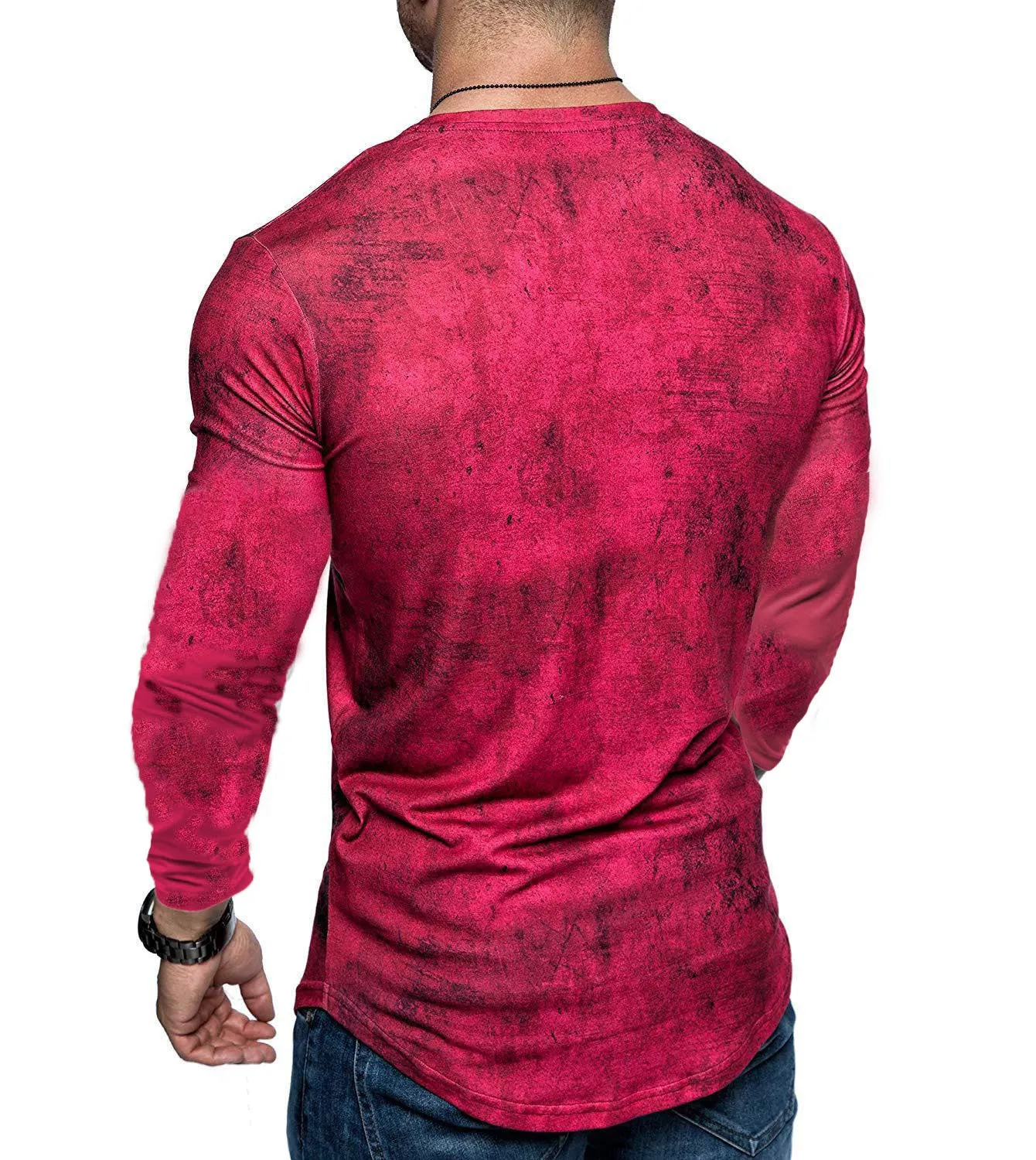 Men's Tie-dye round neck distressed fitness t-shirt