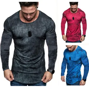 Men's Tie-dye round neck distressed fitness t-shirt