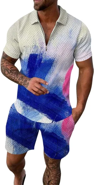 Mens Undershirts Mens Summer 2 Piece Outfits Short Sleeve Shirt Jogger Suit Sport Tracksuit Set Hawaiian Beach Vacation Outfit Hawaiian Board Shorts