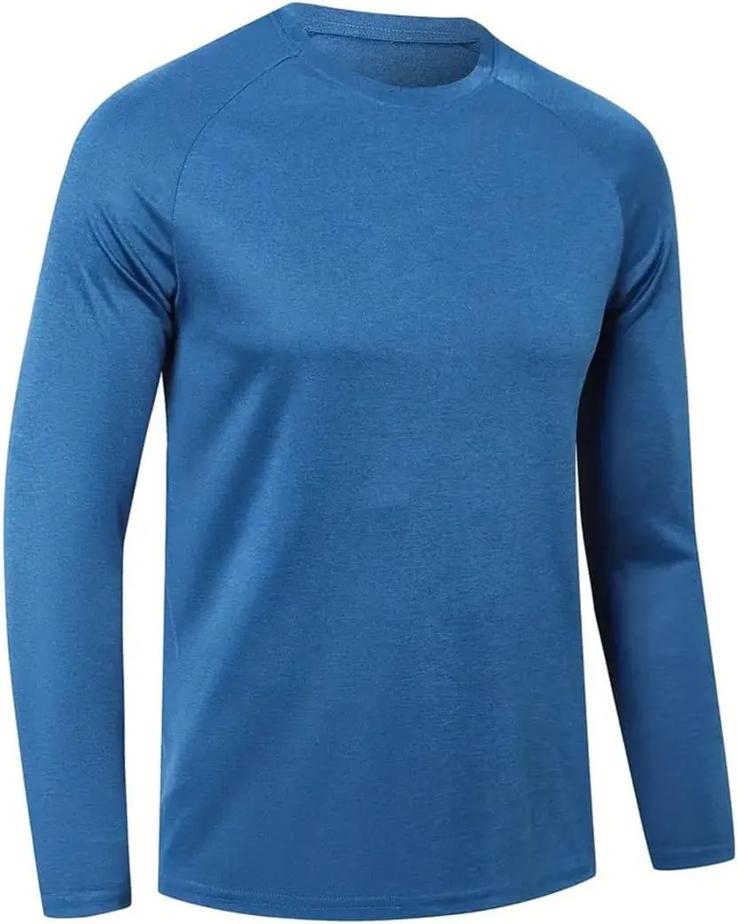 Men's UV Sun Protection Fishing Shirts Quick Dry Long Sleeve Tops Solid Color Sports Clothing Multi Packs