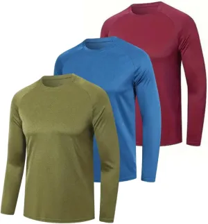 Men's UV Sun Protection Fishing Shirts Quick Dry Long Sleeve Tops Solid Color Sports Clothing Multi Packs
