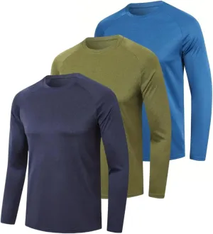 Men's UV Sun Protection Fishing Shirts Quick Dry Long Sleeve Tops Solid Color Sports Clothing Multi Packs