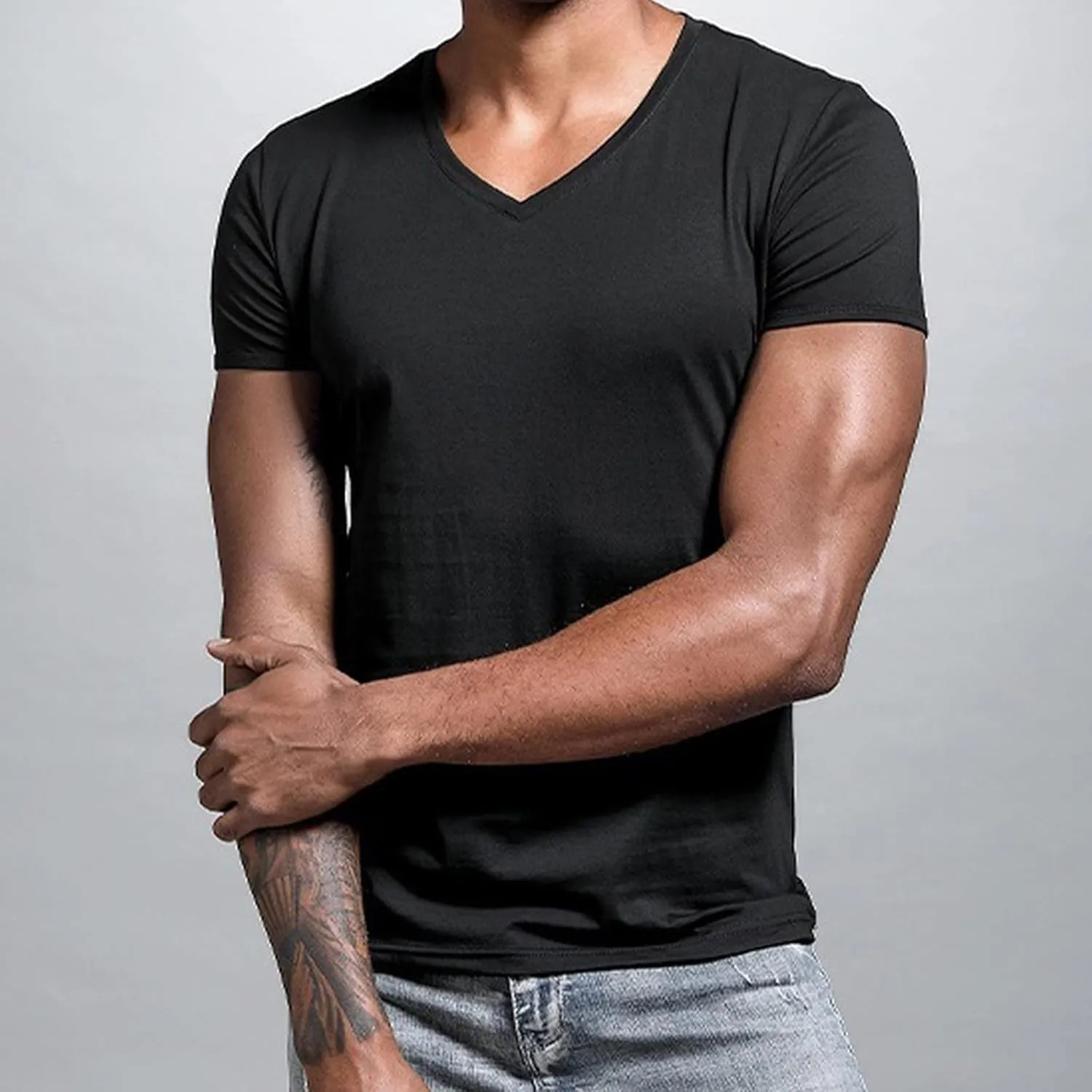 Mens V-Neck Tshirts Short Sleeve Slim Fit Casual Workout Tshirts Summer Sports Lightweight Gym Big and Tall Tees
