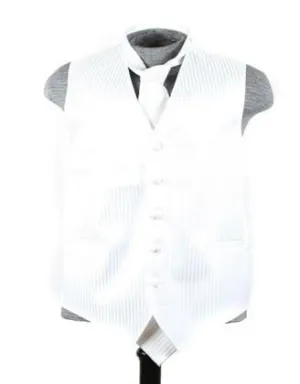 Men's White Striped Vest with Neck Tie