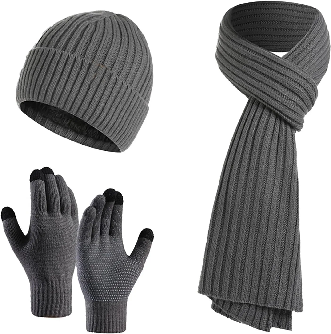 Mens Winter Warm Beanie Hats Long Neck Scarf Gloves Set Knit Caps Scarves Gifts for Women Womens Winter Hat