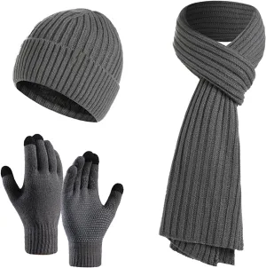 Mens Winter Warm Beanie Hats Long Neck Scarf Gloves Set Knit Caps Scarves Gifts for Women Womens Winter Hat