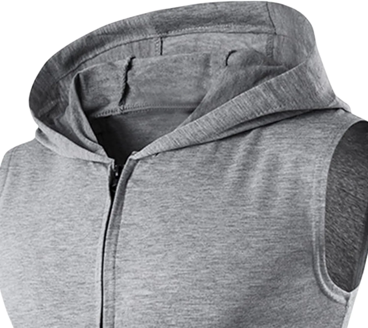 Mens Workout Hooded Tank Tops Casual Sleeveless Zip Up Gym Hoodies Quick Dry Bodybuilding Muscle Cut Off T Shirt