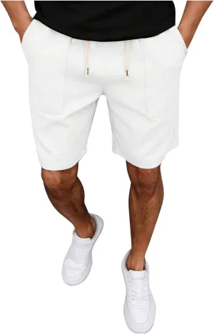 Men's Workout Shorts with Pockets Quick Dry Retro Casual Drawstring Elastic Outdoor Activewear Basketball Trunks