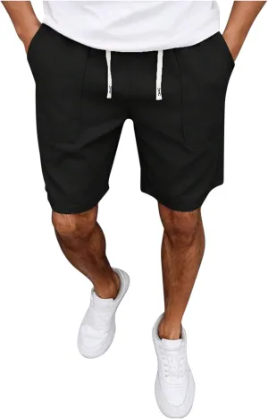 Men's Workout Shorts with Pockets Quick Dry Retro Casual Drawstring Elastic Outdoor Activewear Basketball Trunks