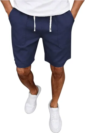 Men's Workout Shorts with Pockets Quick Dry Retro Casual Drawstring Elastic Outdoor Activewear Basketball Trunks