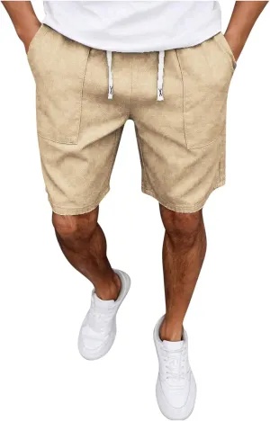 Men's Workout Shorts with Pockets Quick Dry Retro Casual Drawstring Elastic Outdoor Activewear Basketball Trunks