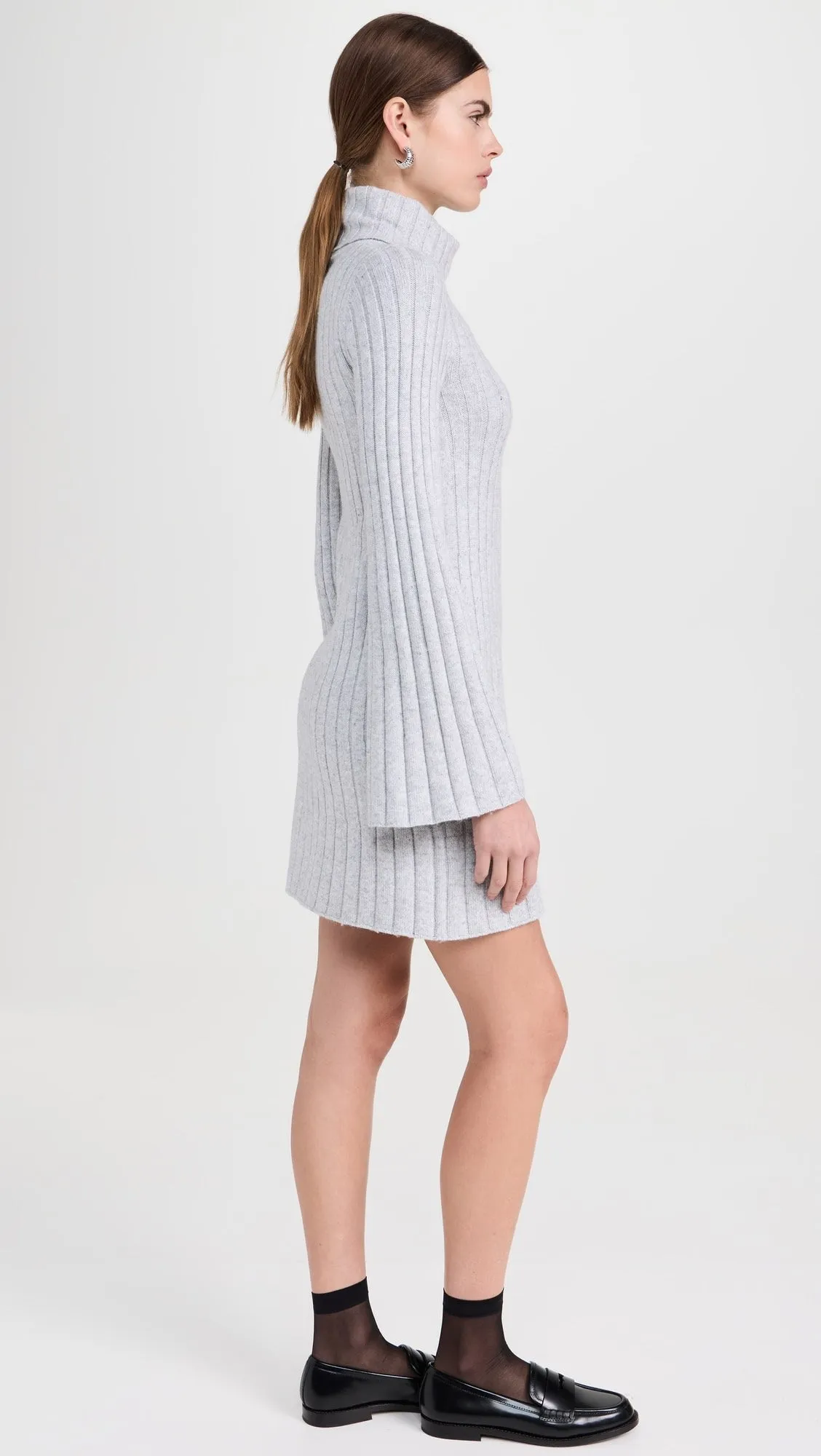 Meredith Turtleneck Sweater Dress in Ice Heather Runway-Ready Professional Look