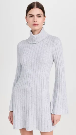 Meredith Turtleneck Sweater Dress in Ice Heather Warm Sets Meredith Turtleneck Sweater Dress in Ice Heather Soft Stitch Cozy Tones
