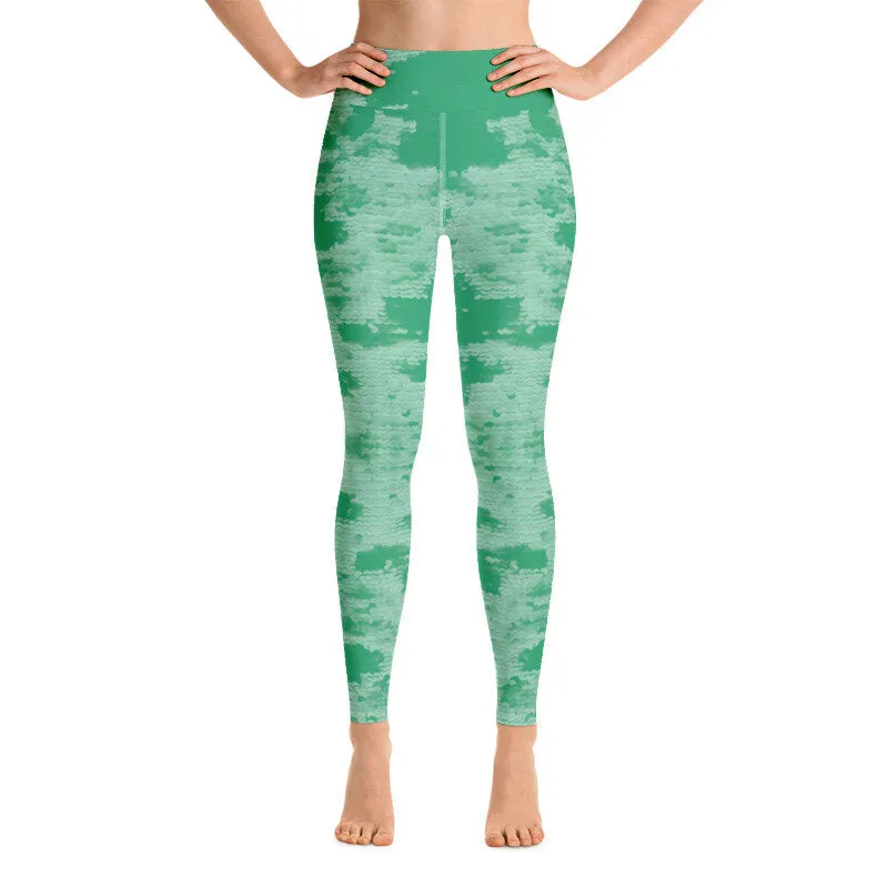 Mermaid Green Heart Chakra High Waist Yoga Leggings