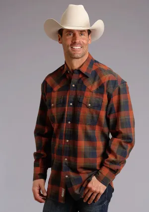 Mesh Fabric Stetson Mens Orange 100% Cotton Harvest Plaid L/S Shirt Stetson Mens Orange 100% Cotton Harvest Plaid L/S Shirt Petite Option Year-Round Wear