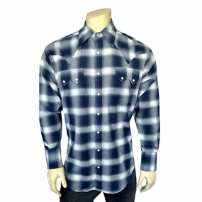 Mesh Insert Rockmount Mens Shadow Plaid Western Blue/White 100% Cotton L/S Shirt Rockmount Mens Shadow Plaid Western Blue/White 100% Cotton L/S Shirt Sophisticated Elegance