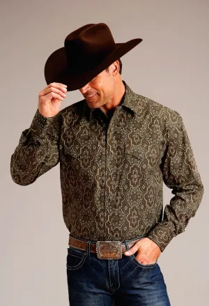 Metallic Finish Stetson Mens Grandiose Paisley Brown 100% Cotton L/S Shirt Smooth Zipper Design Versatile Layering Piece Stetson Mens Grandiose Paisley Brown 100% Cotton L/S Shirt