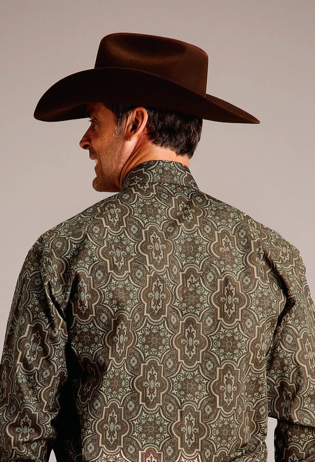 Stetson Mens Grandiose Paisley Brown 100% Cotton L/S Shirt Chic Option Sustainable Dye Process