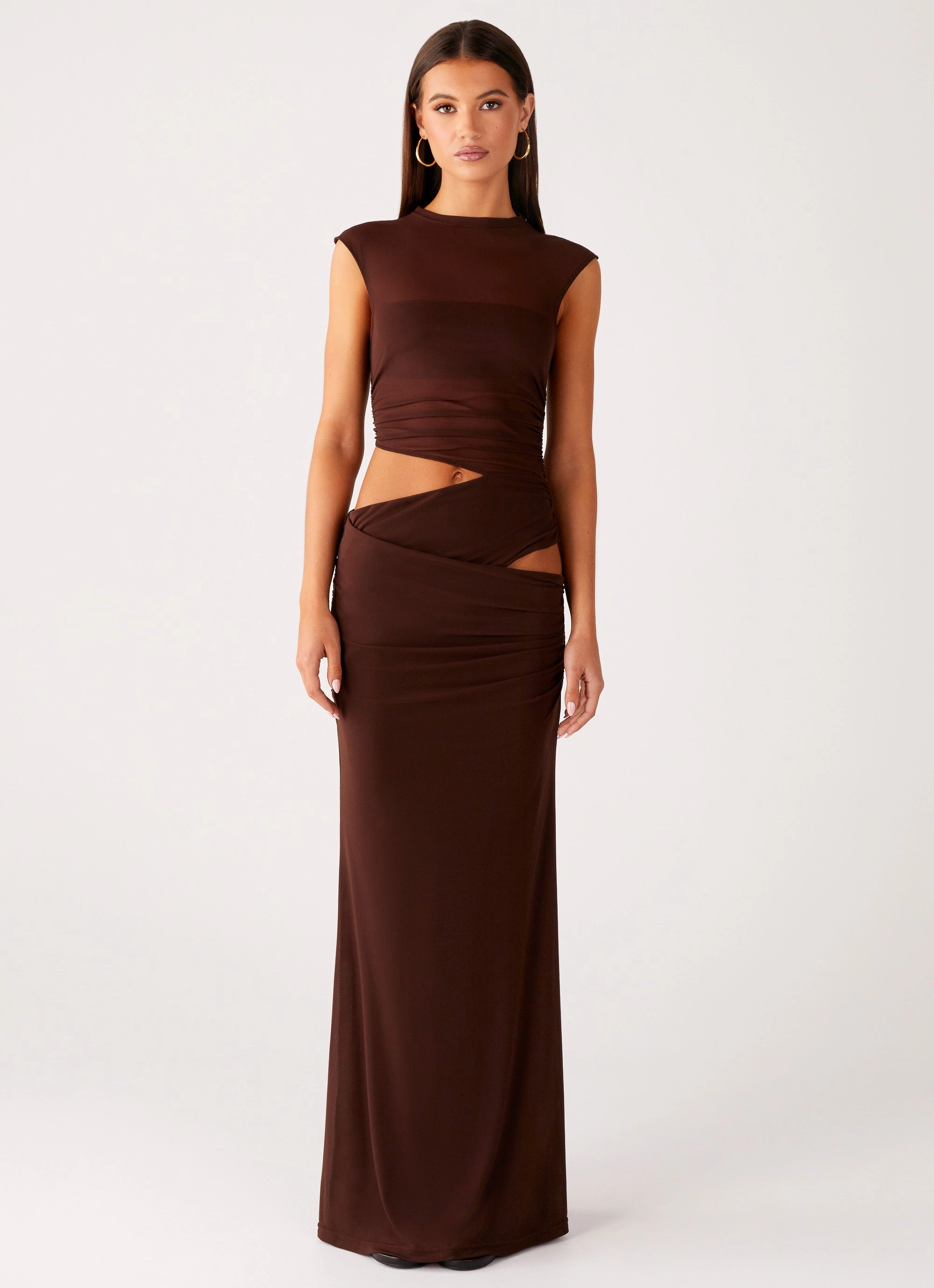 Briony Maxi Dress - Cool Chocolate Vibrant Waist