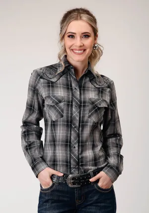 Micromodal Blend Roper Womens 1212 Plaid Black/Grey Cotton Blend L/S Shirt Roper Womens 1212 Plaid Black/Grey Cotton Blend L/S Shirt Minimal Look Bold Prints