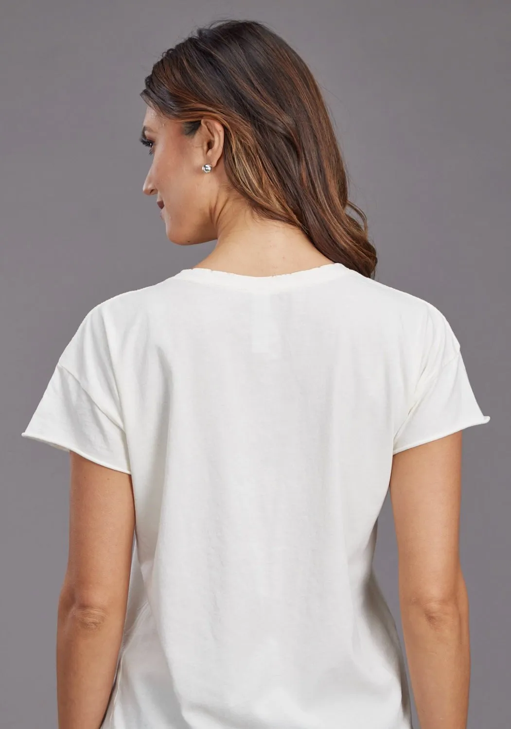 Stetson Womens Howling at the Moon White 100% Cotton S/S T-Shirt Flexible Shoulder Construction Team Building
