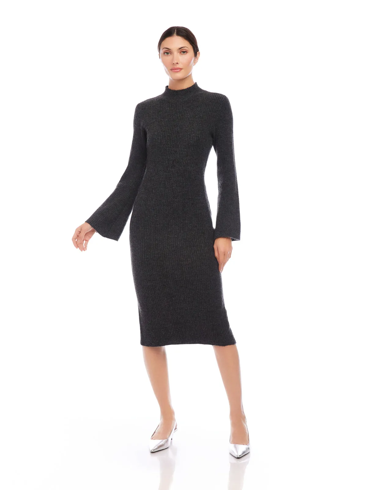 Comfy Look Midi Sweater Dress in Charcoal