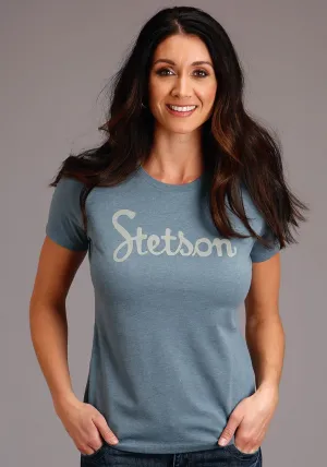 Midweight Texture Stetson Womens Slate Blue Cotton Blend Vintage Screenprint S/S T-Shirt Stetson Womens Slate Blue Cotton Blend Vintage Screenprint S/S T-Shirt Quality Look