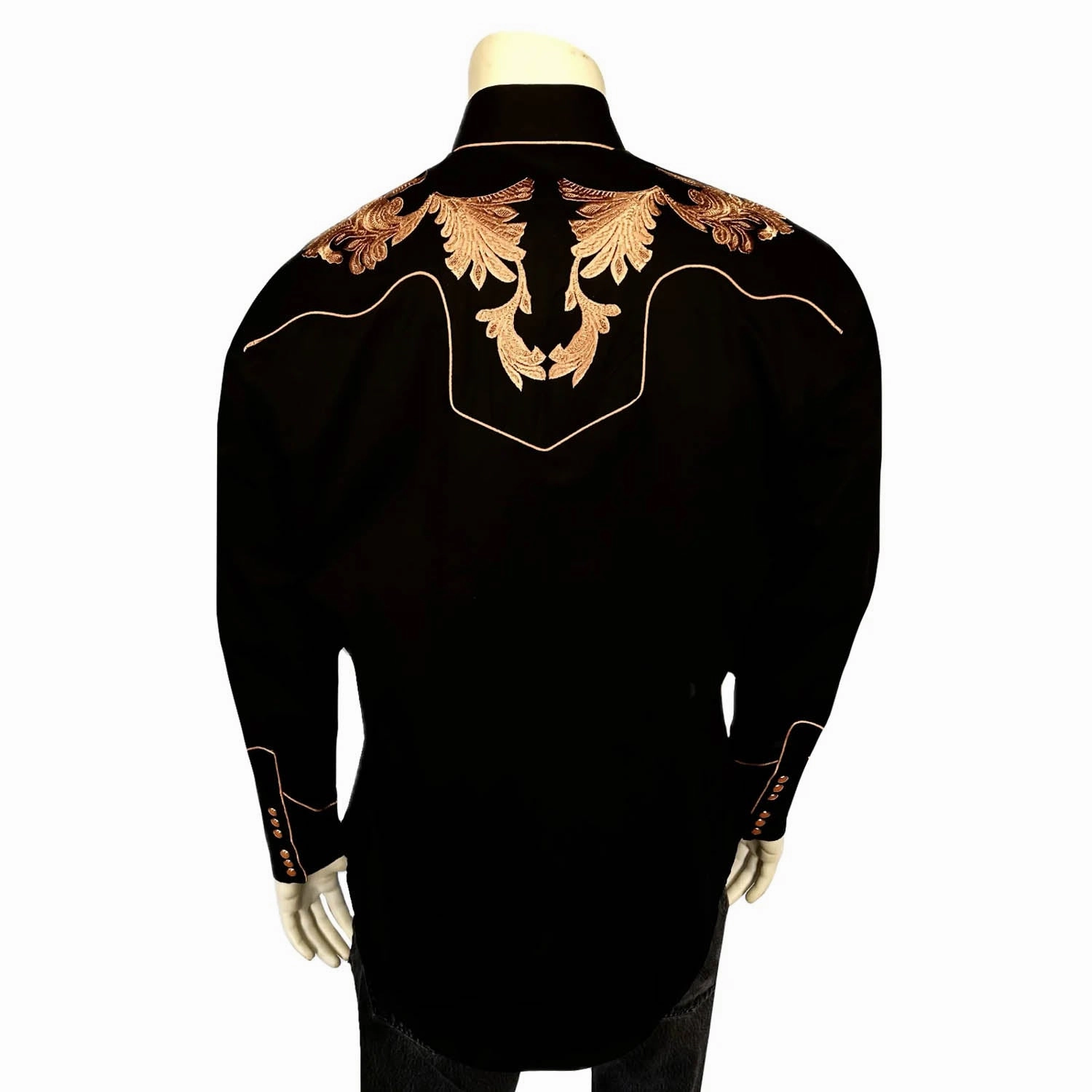 Rockmount Mens Vintage Leaf Tooling Black 100% Cotton L/S Shirt Tagless Design Camouflage Style