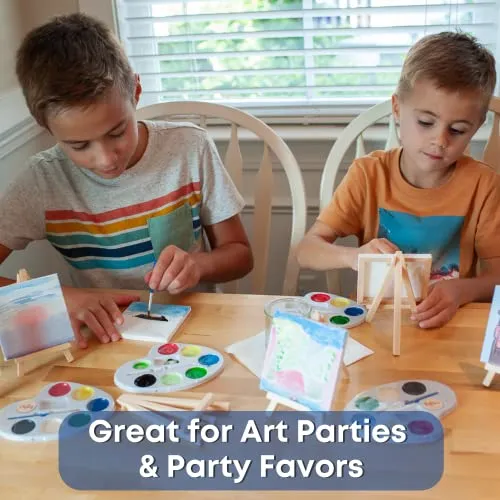 Mini Canvas and Easel Set With Mini Watercolor Paint in Bulk 12 for Kids