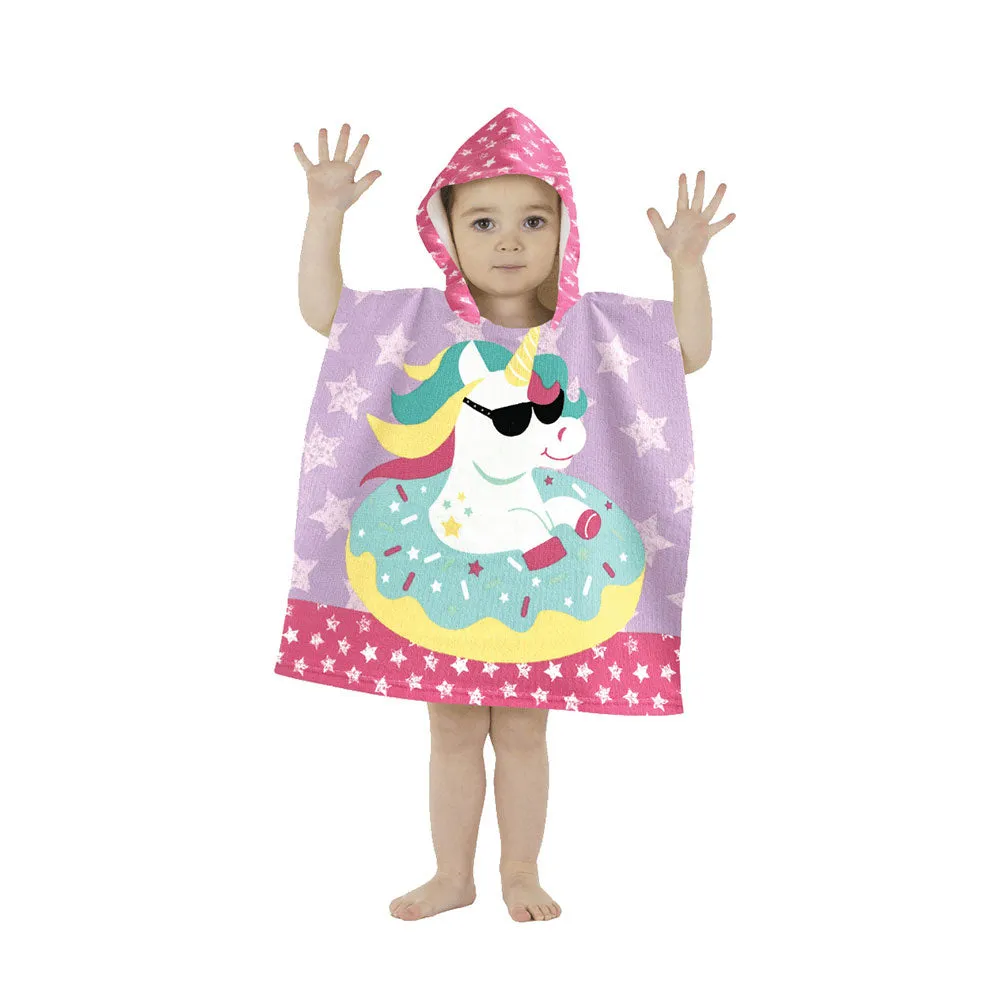 Mini Kids Microfibre Hooded Poncho Pal Beach Bath Towel 50x100cm