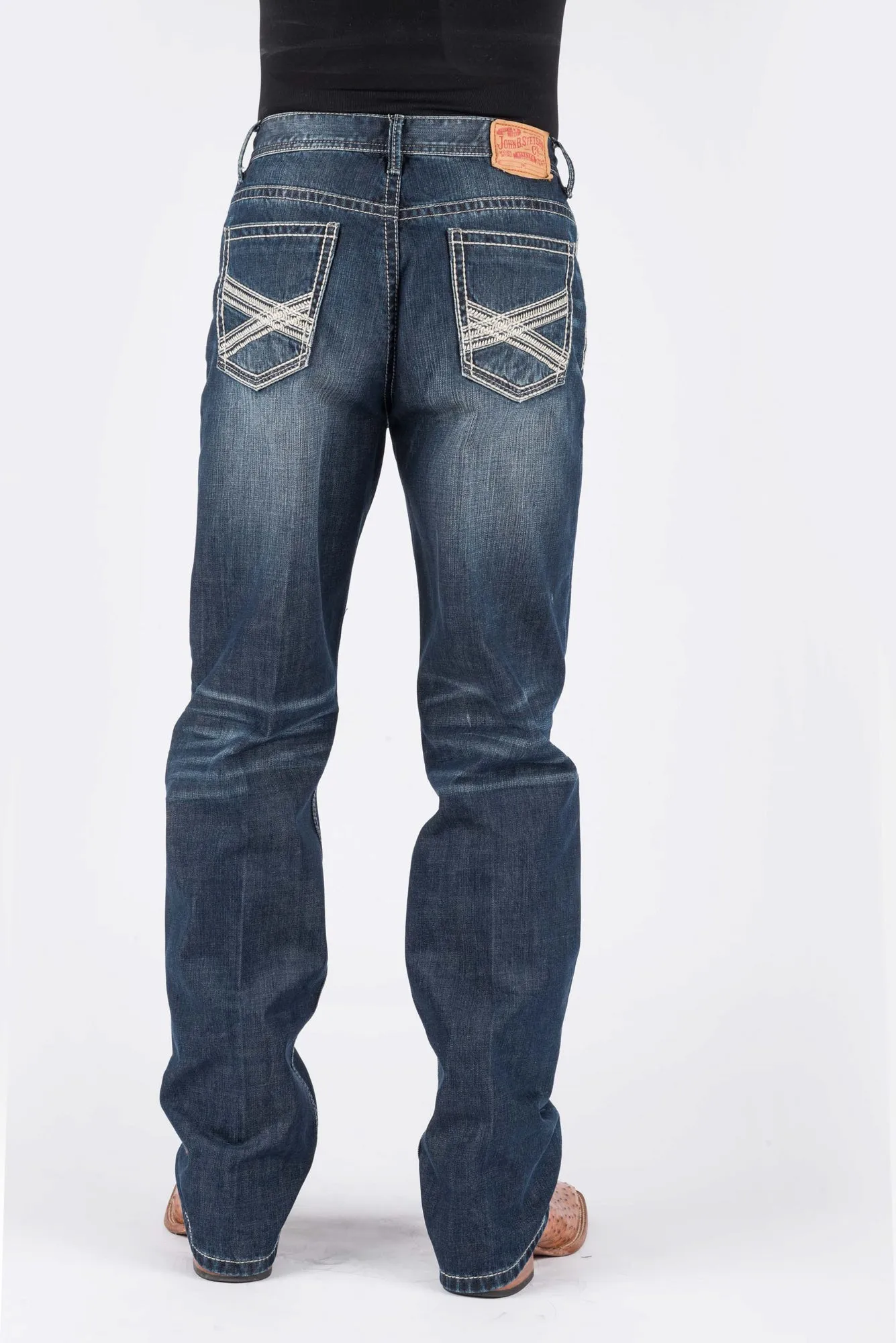 Durable Athlete Fit Travel Outfit Stetson Mens 1520 Fit Two Tone Contrast Blue 100% Cotton Jeans