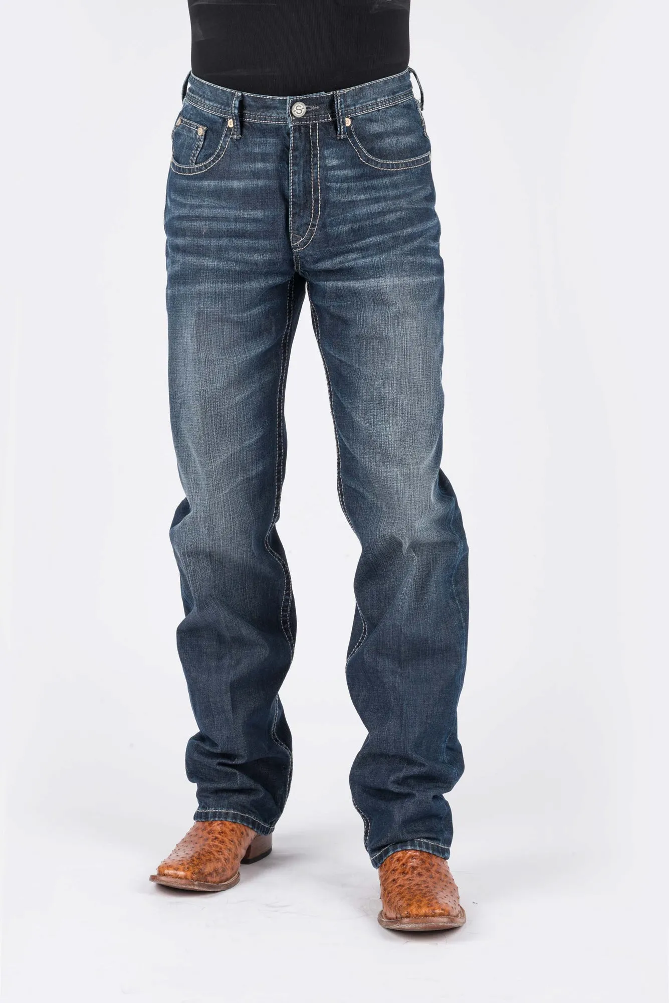 Stetson Mens 1520 Fit Two Tone Contrast Blue 100% Cotton Jeans Stylish Cut