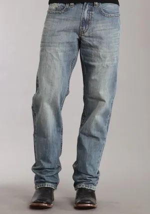 Minimal Silhouette Mens Stetson Blue Cotton Blend Medium Wash Straight Leg Relaxed Jeans Mens Stetson Blue Cotton Blend Medium Wash Straight Leg Relaxed Jeans Stain Release Finish