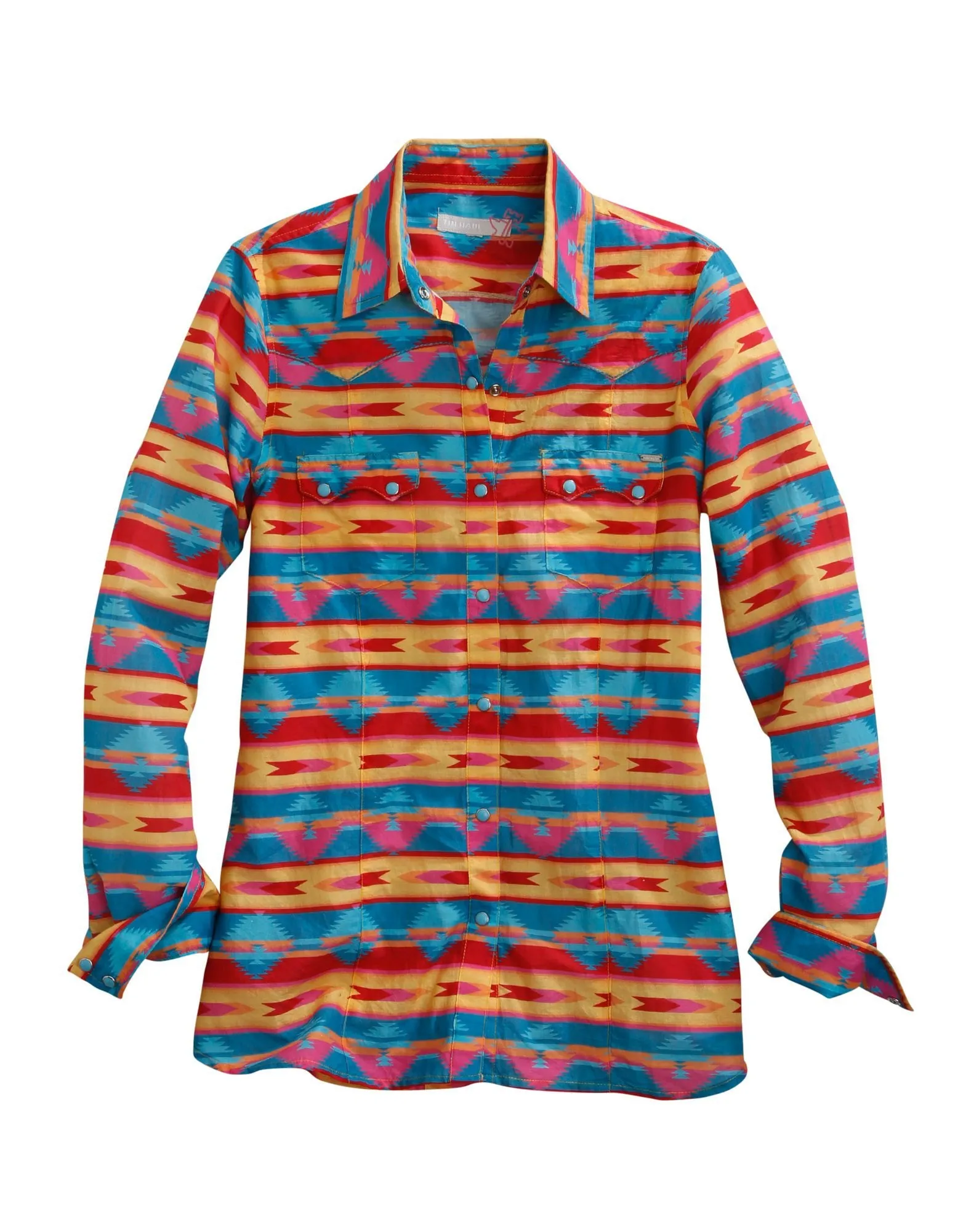 Tin Haul Womens Pink Multi 100% Cotton Retro Aztec L/S Shirt Regular Style Summer Vibes