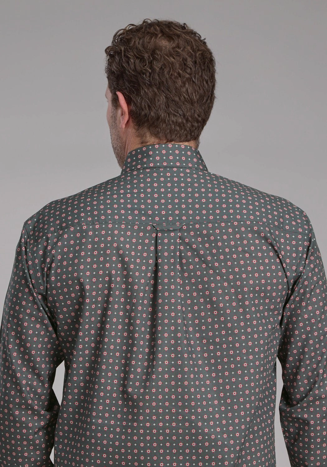 Quick Release Cuffs Loose Comfort Roper Mens 2243 Garnet Foulard Grey 100% Cotton 1 Pkt L/S Shirt