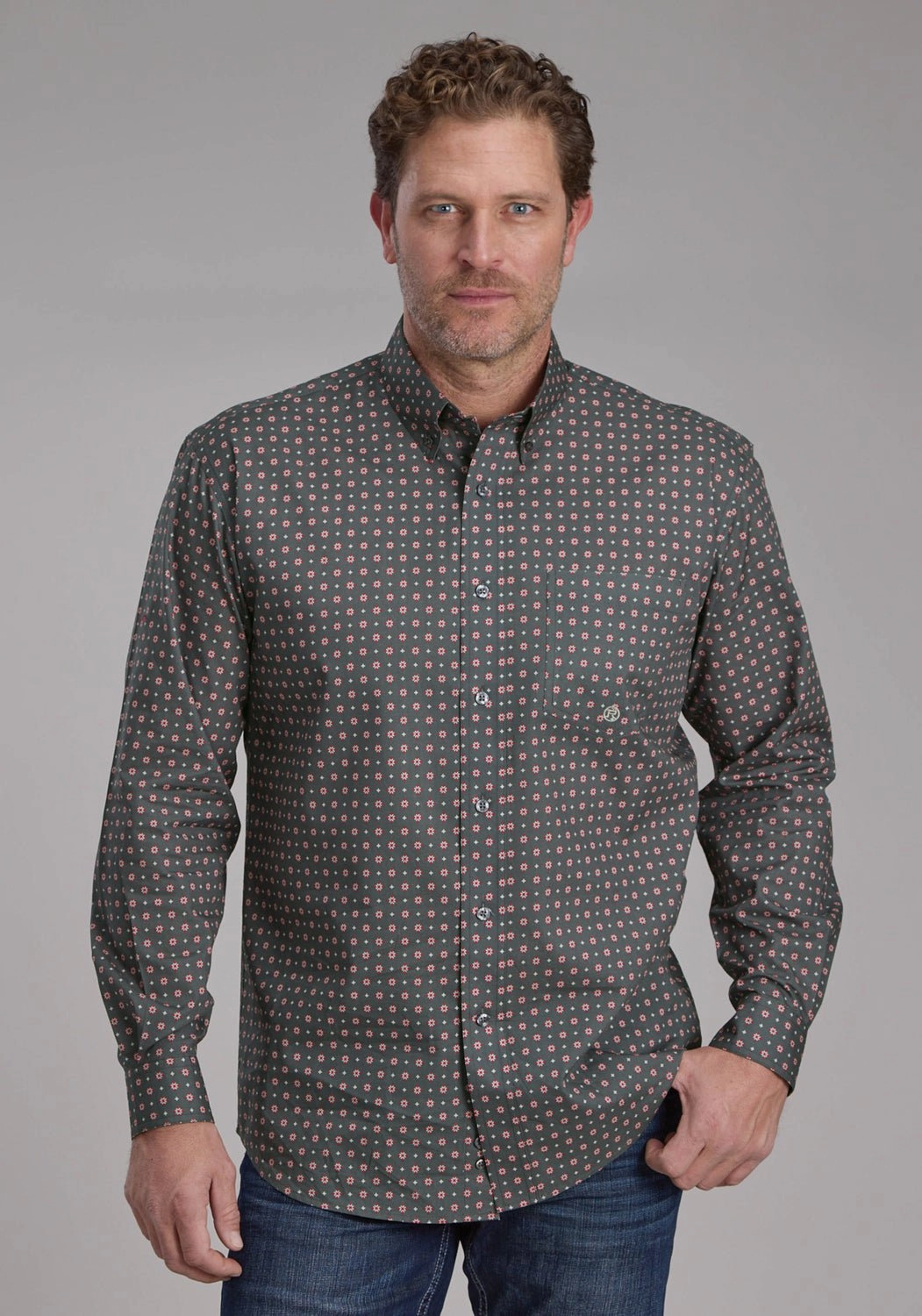 Roper Mens 2243 Garnet Foulard Grey 100% Cotton 1 Pkt L/S Shirt Stylish Appearance Timeless elegance